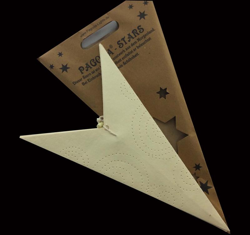 Circles BIG Batic Creme  - Faltbarer Leuchtstern, Weihnachtsstern aus Papier mit 5 Zacken, 70 cm